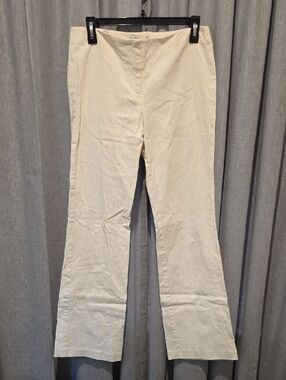 Parameter Off-white Textured Paisley Print Flare Bottom Pants